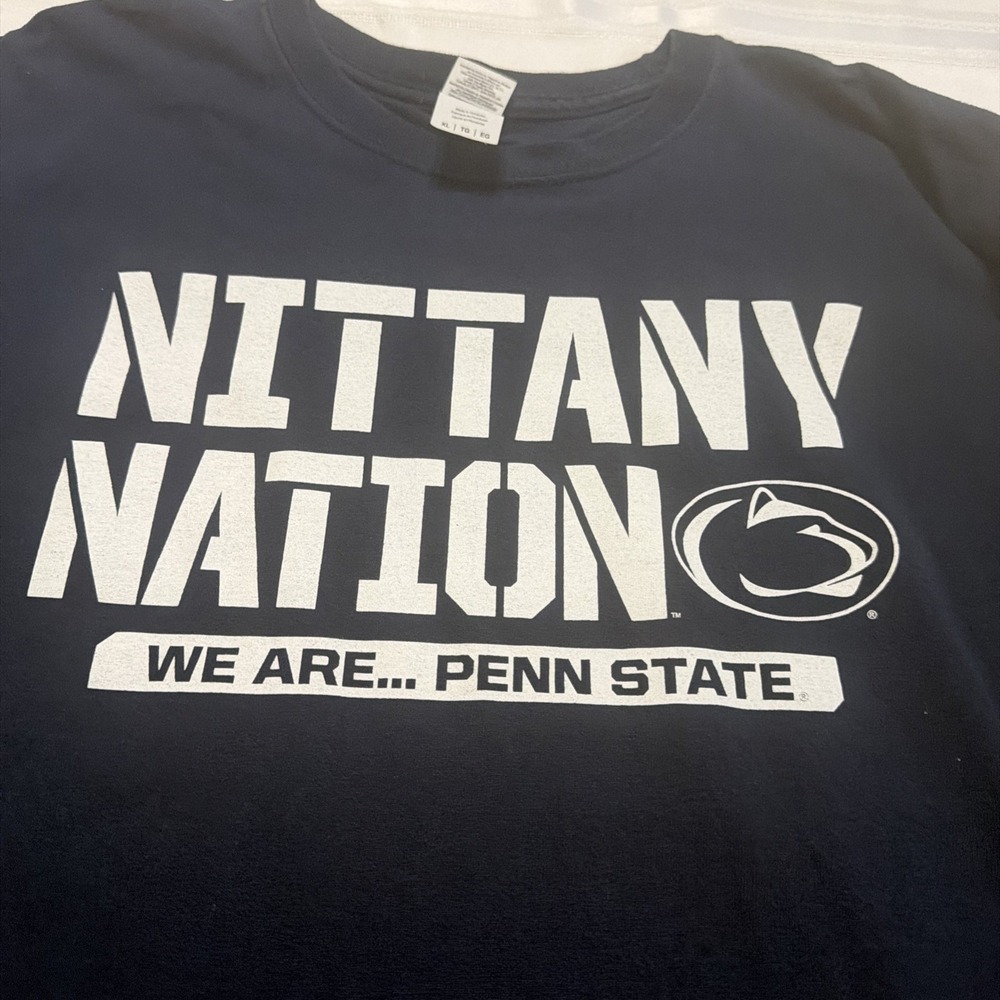 Penn State Nittany Nation Long Sleeve Shirt Mens XL Navy Blue Gildan Cotton